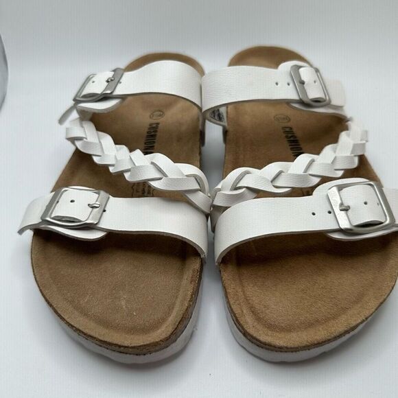 CUSHIONAIRE Women's  Cork footbed Sandal with +Comfort 8.5 WHITE - Picture 2 of 7